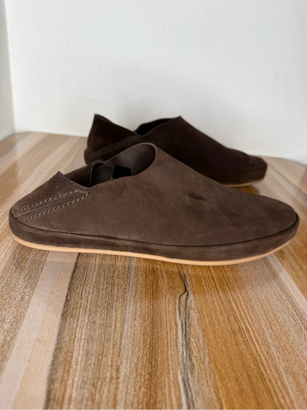 MULO Foldable Suede Slip On Loafers Handmade Men’s US Size 8 Dark Brown